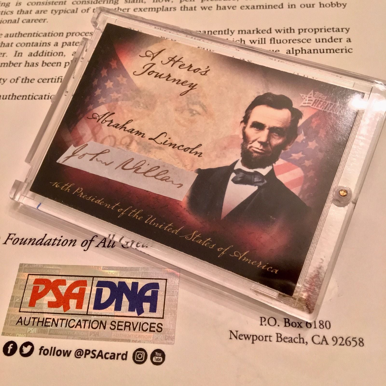 PSA/DNA ABRAHAM LINCOLN 2 Handwritten Cut Words
