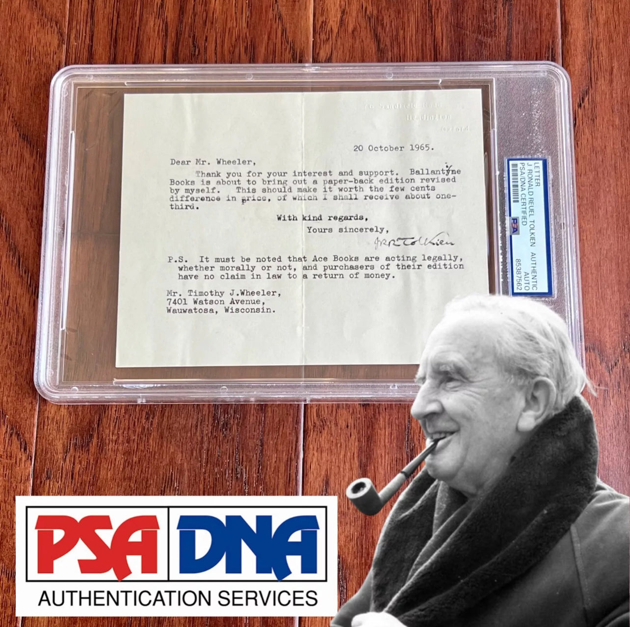 J.R.R. TOLKIEN * PSA/DNA * Autograph Typed Letter Re: LORD OF THE RINGS Signed