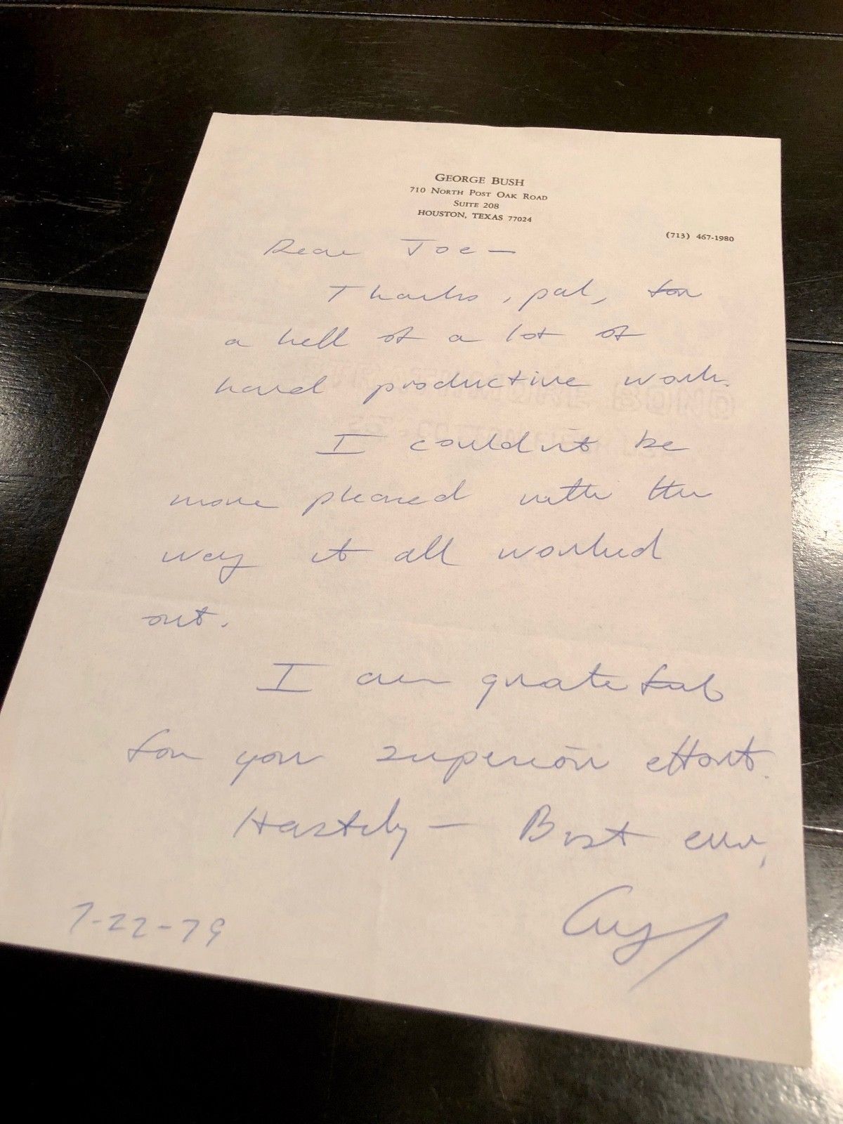 George HW Bush * PSA/DNA * Handwritten AUTOGRAPH letter SIGNED * 1979