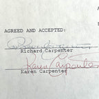 THE CARPENTERS * JSA * Karen & Richard AUTOGRAPH Duo * MUSIC CONTRACT * Signed