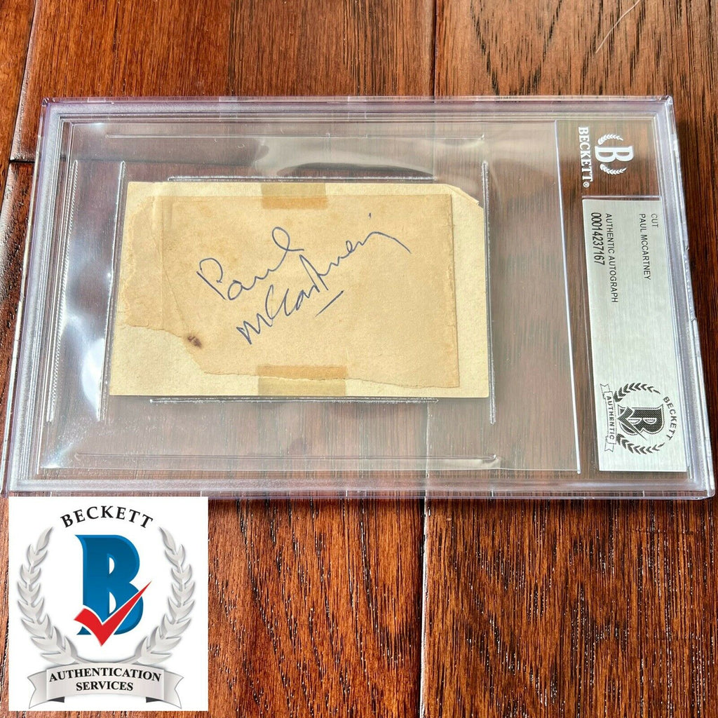 PAUL MCCARTNEY * BAS BECKETT SLAB * AUTOGRAPH CUT SIGNATURE SIGNED * THE BEATLES