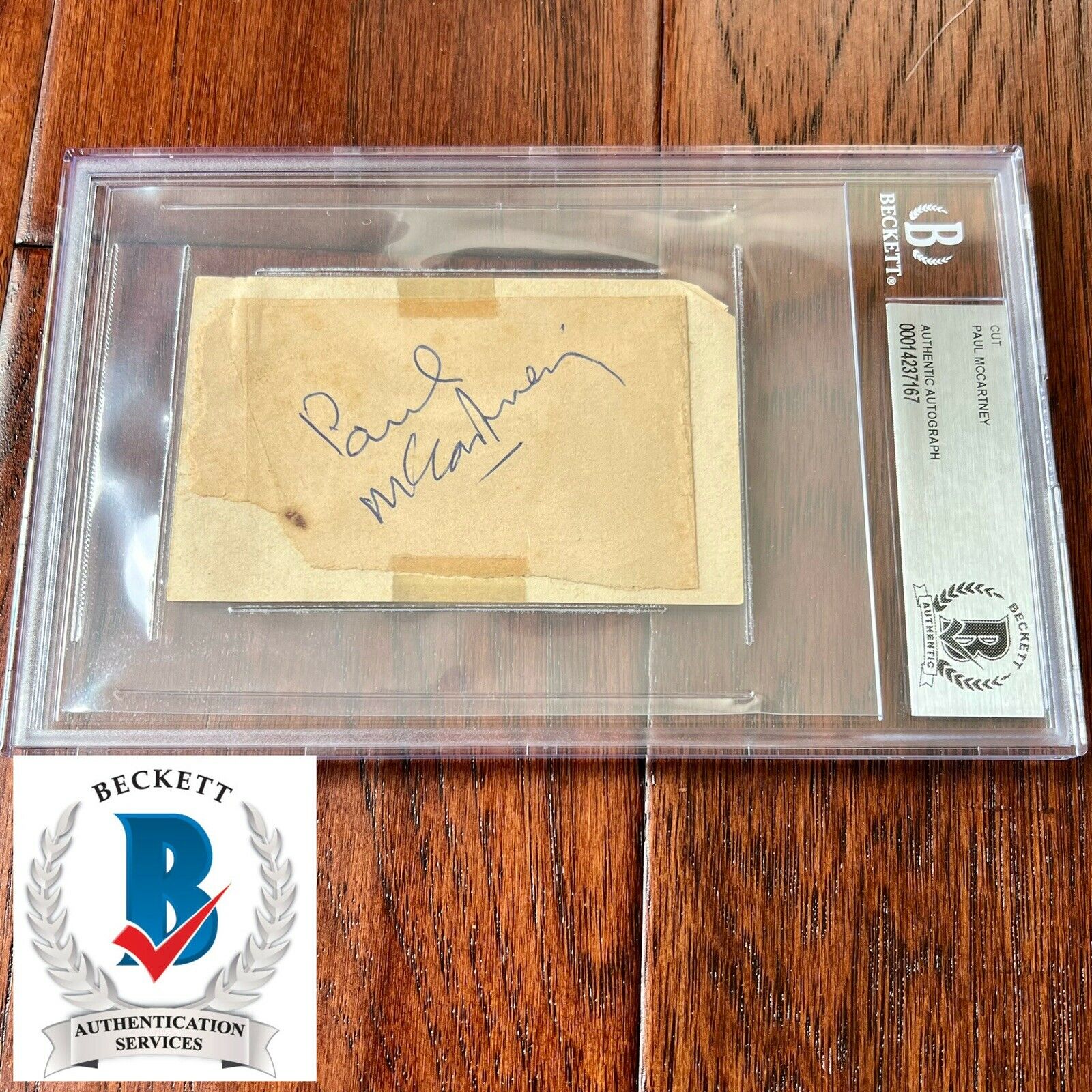 PAUL MCCARTNEY * BAS BECKETT SLAB * AUTOGRAPH CUT SIGNATURE SIGNED * THE BEATLES