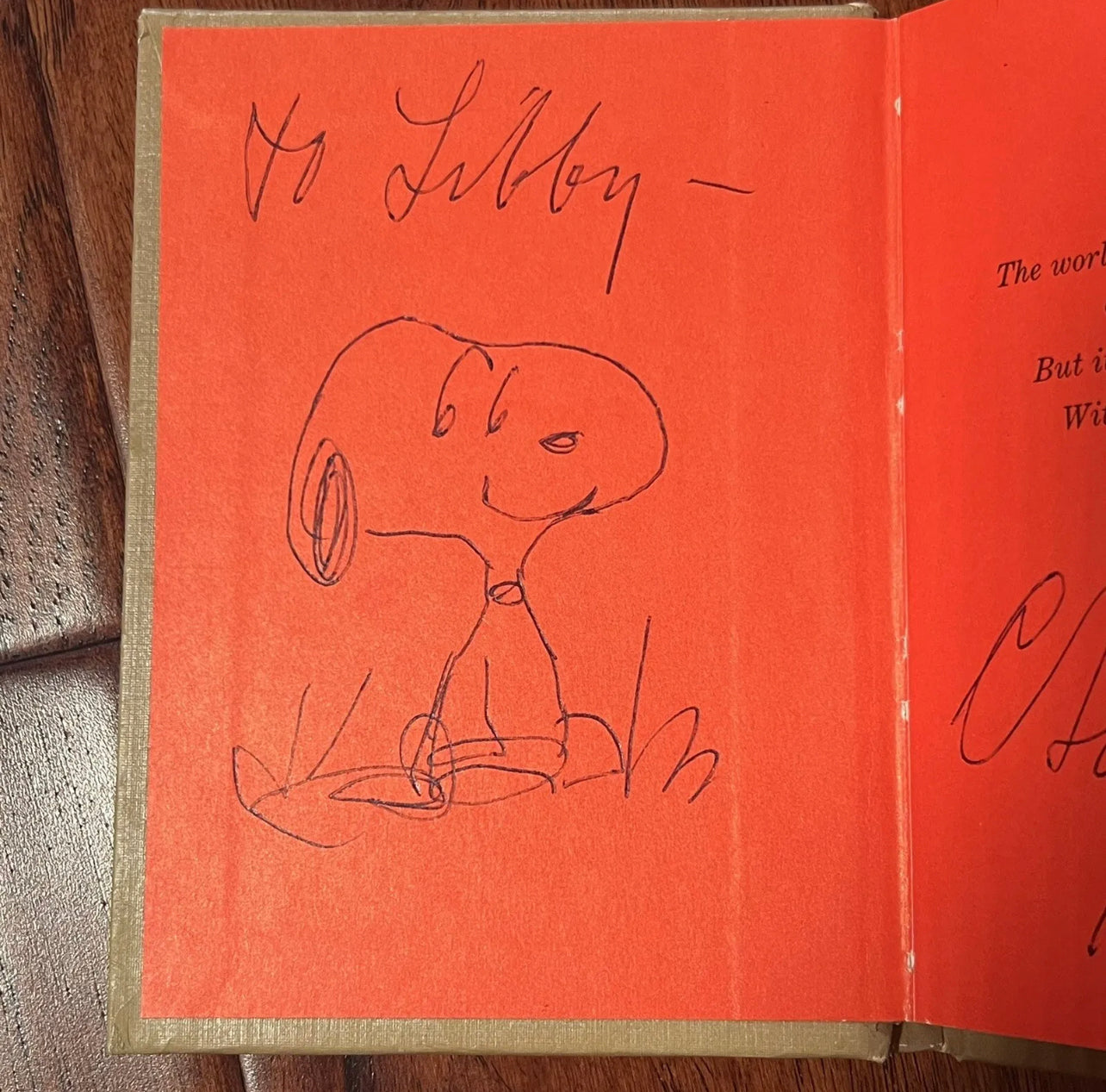 CHARLES M. SCHULZ * PSA/DNA * AUTOGRAPH Drawing SNOOPY Signed Sketch * Lucy Book