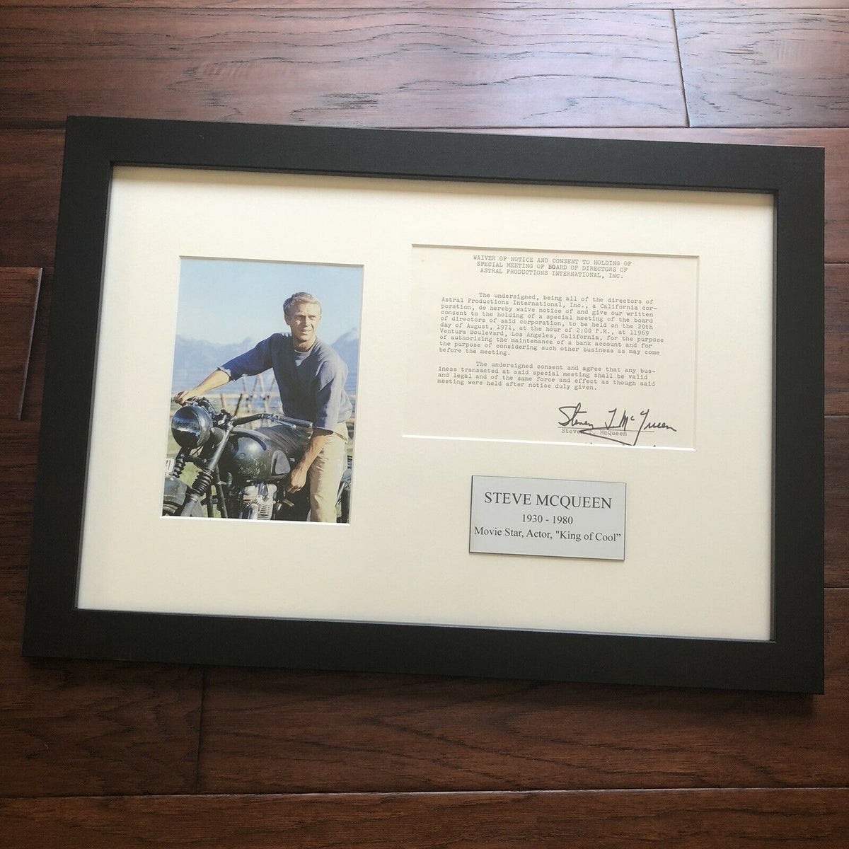 STEVE MCQUEEN * Signed Production Document Contract Autograph * Movie Actor