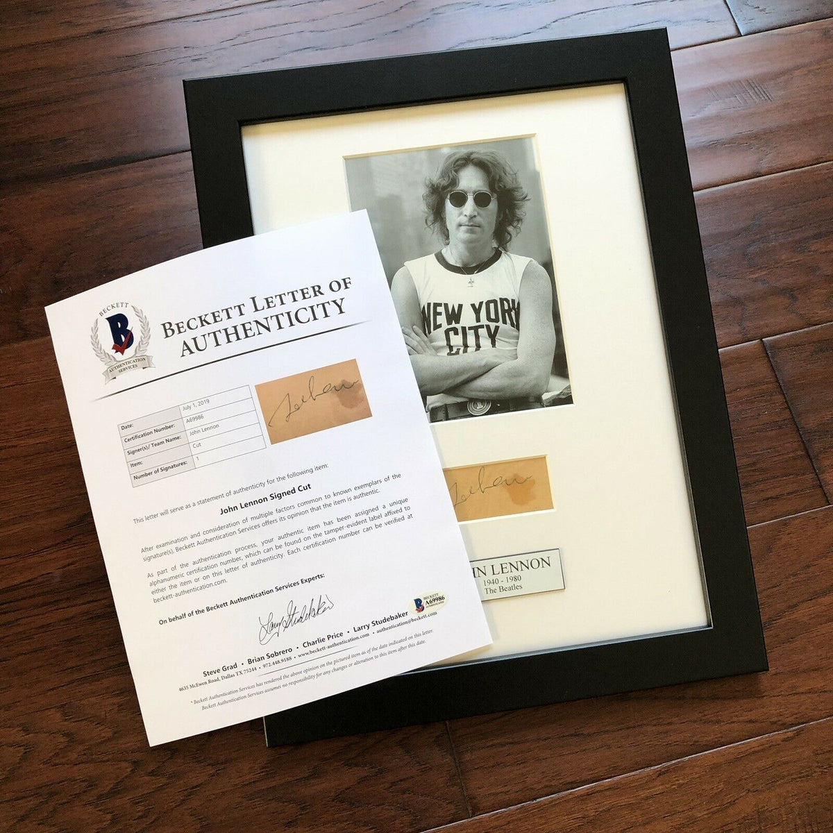 JOHN LENNON * BAS Beckett LOA * Autograph BED-IN Signature Signed * The Beatles