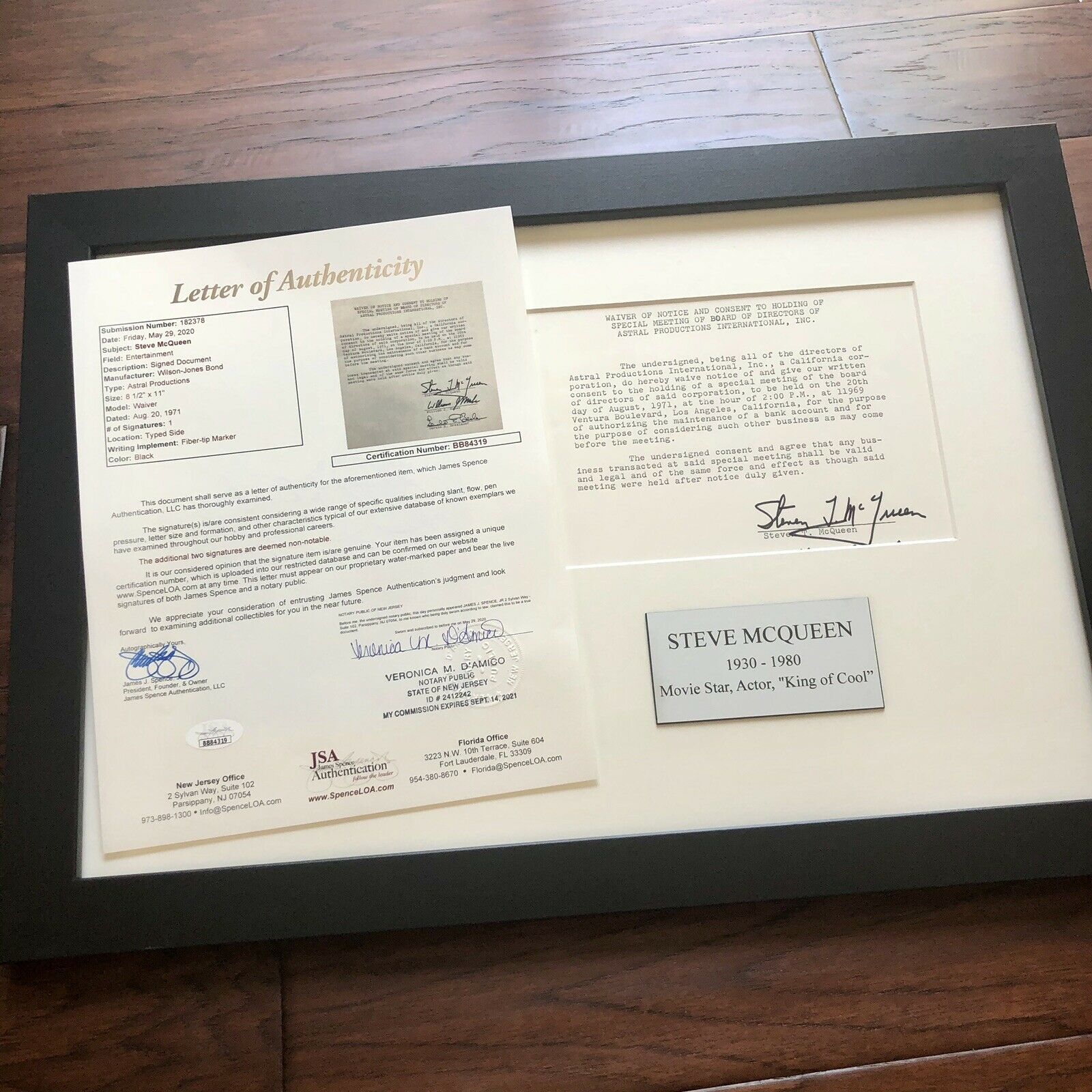 STEVE MCQUEEN * Signed Production Document Contract Autograph * Movie Actor