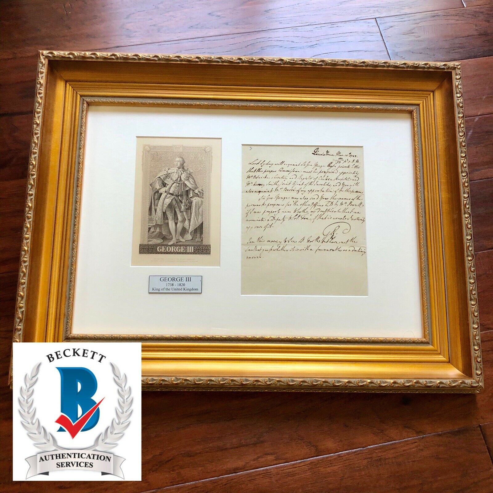 KING GEORGE III * BAS LOA * Revolutionary War Date Autograph Letter Signed