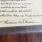 THOMAS EDISON * BAS Beckett Slabbed Autograph * Lengthy Handwritten Poem Signed