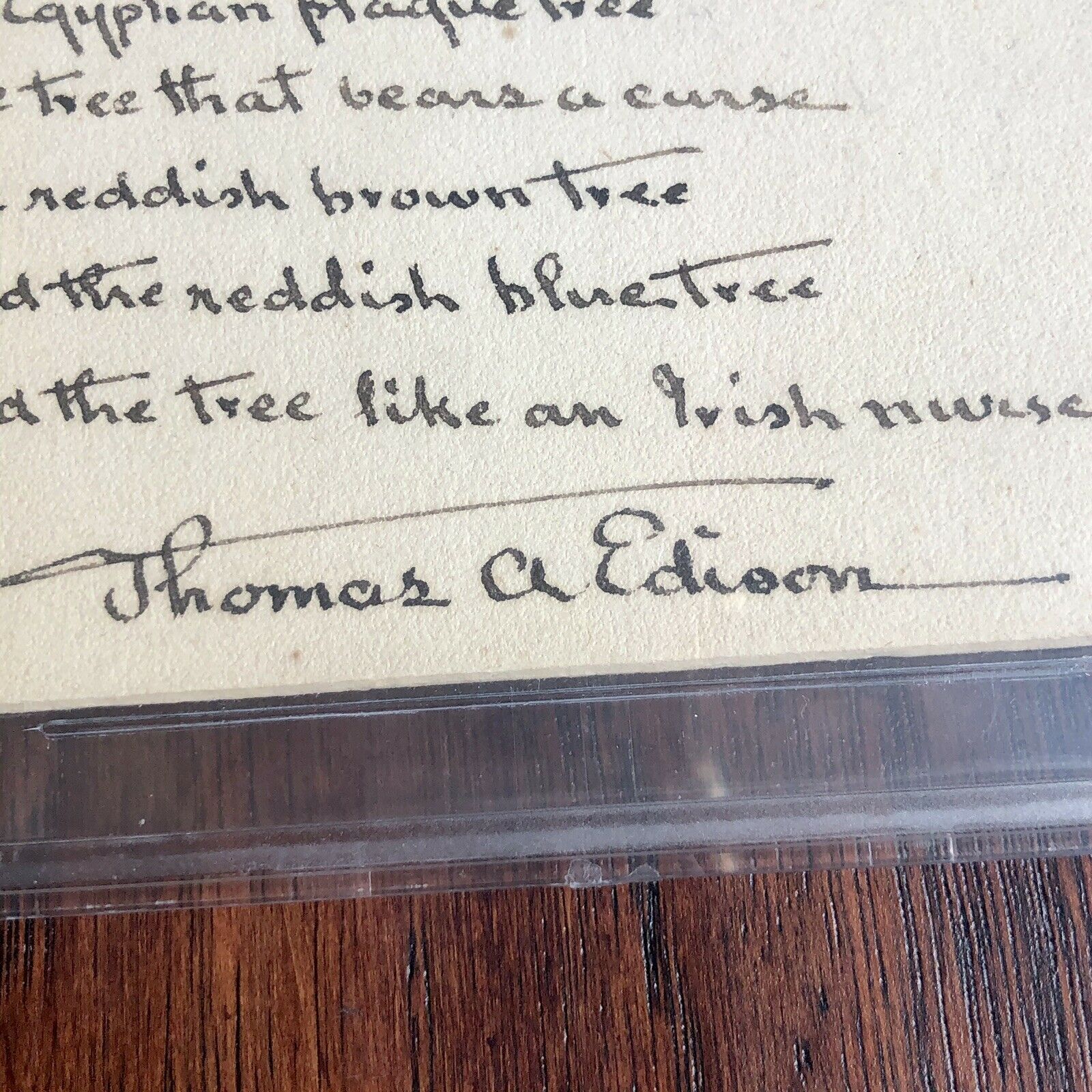 THOMAS EDISON * BAS Beckett Slabbed Autograph * Lengthy Handwritten Poem Signed