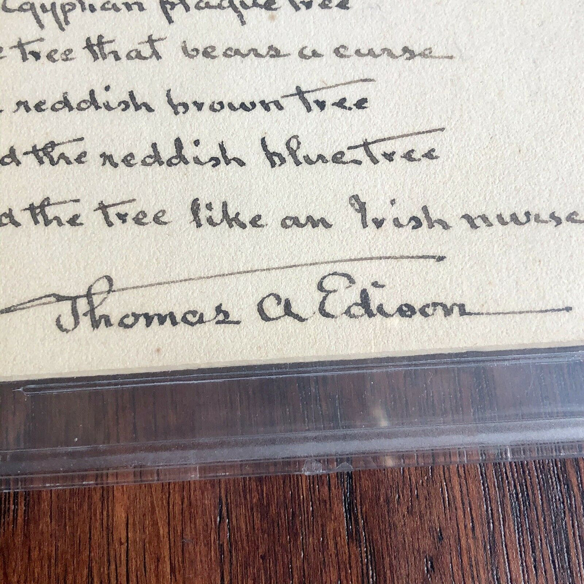 THOMAS EDISON * BAS Beckett Slabbed Autograph * Lengthy Handwritten Poem Signed