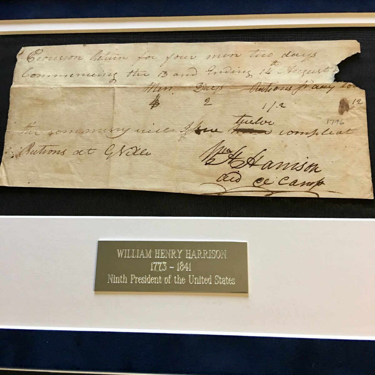 WILLIAM HENRY HARRISON * Rare AUTOGRAPH Note SIGNED * President Signature