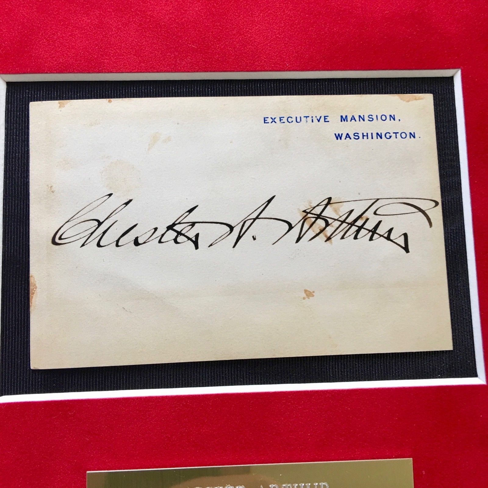 CHESTER A. ARTHUR * AUTOGRAPH White House * EXECUTIVE MANSION Card SIGNED