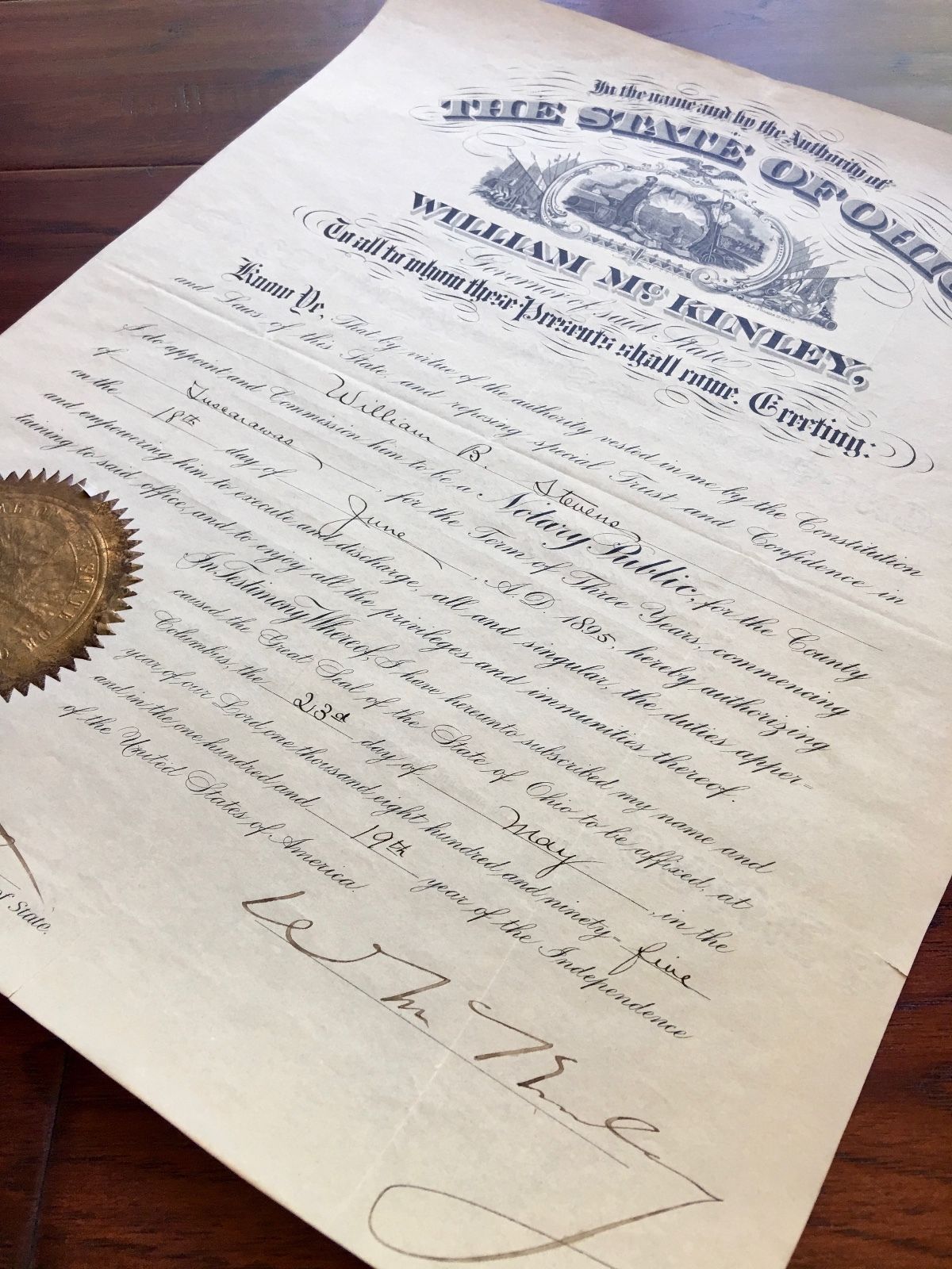 William McKinley Authentic hand SIGNED AUTOGRAPH Appointment * President