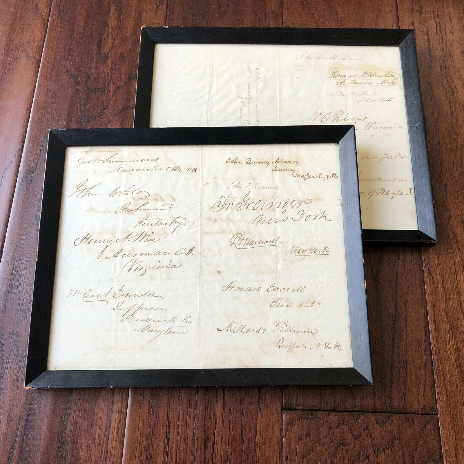 JOHN QUINCY ADAMS & MILLARD FILLMORE + Others * Hand Signed Autograph Pages *