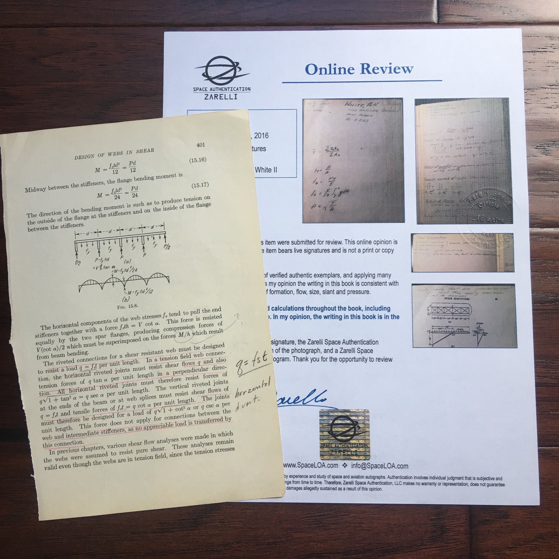EDWARD H. WHITE II * Scarce Authentic HAND-WRITTEN Notes  * APOLLO 1 * COA
