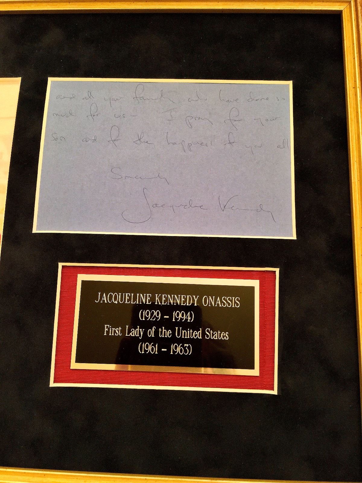 Jacqueline Kennedy Autograph Letter Signed to Her Florist on a Note card