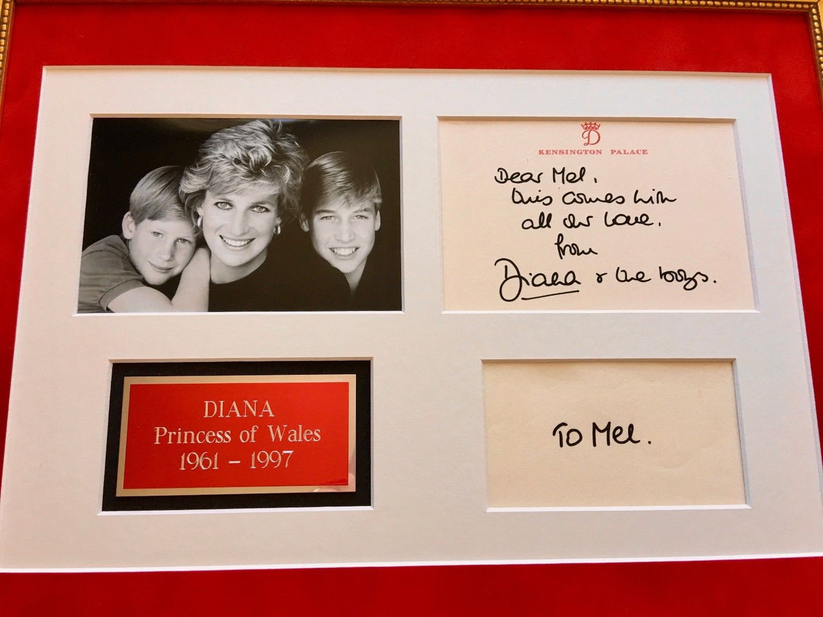 DIANA * Princess of Wales * KENSINGTON Autograph "love DIANA + THE BOYS" Signed