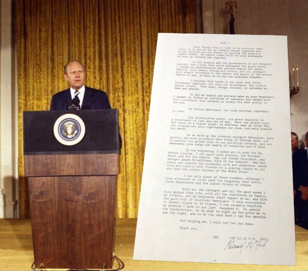 GERALD FORD * JSA LOA * Inauguration Speech Autograph Typescript Signed