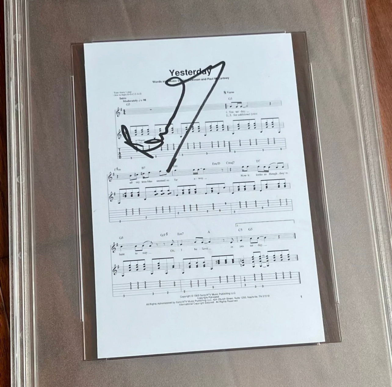 PAUL MCCARTNEY * PSA/DNA * "Yesterday" Song Autograph Souvenir Signed * Beatles