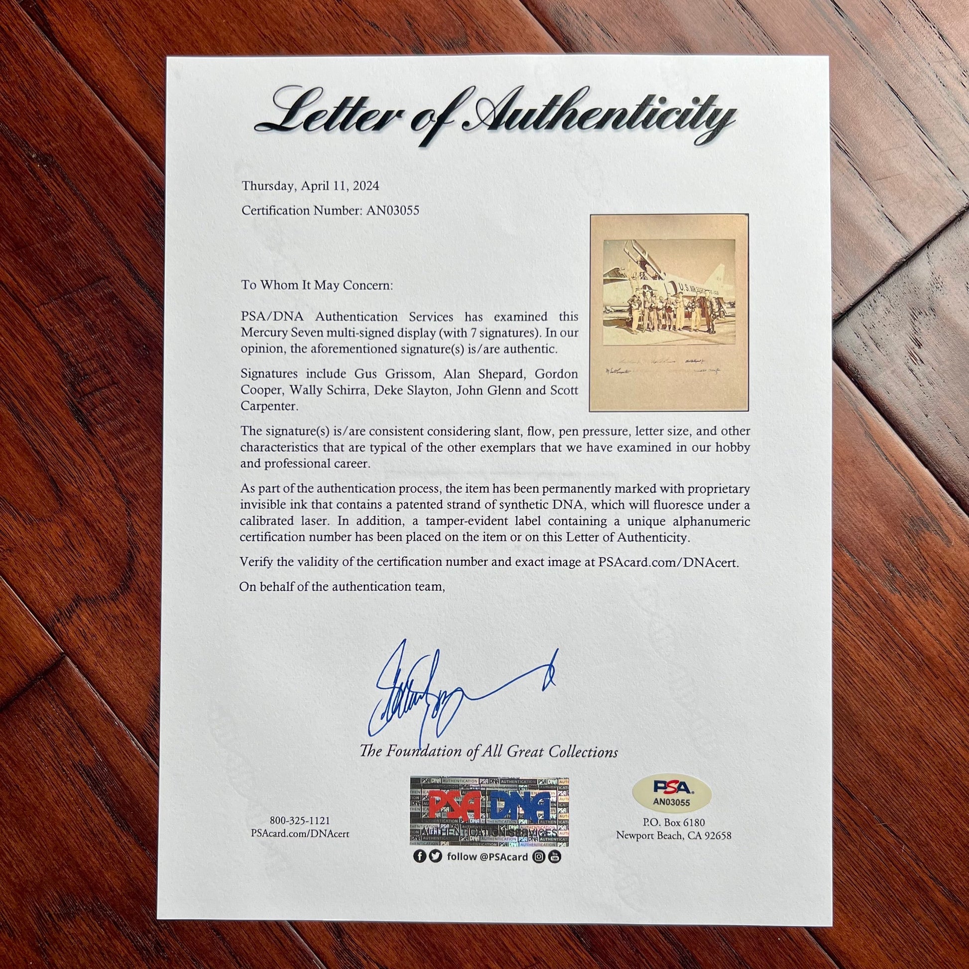 MERCURY 7 * PSA * Autograph 16x20 Presentation Photo Signed * Gus Grissom Seven