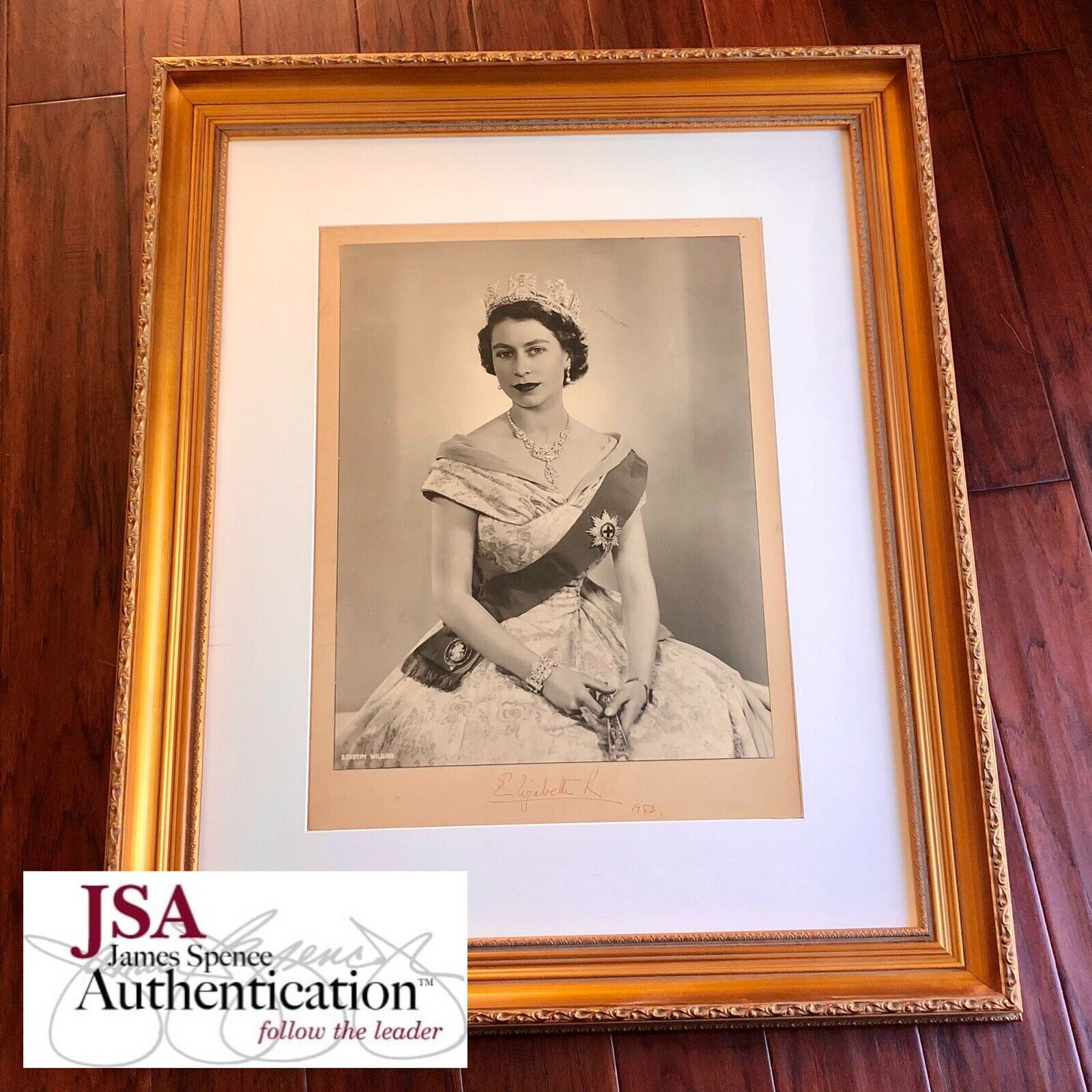QUEEN ELIZABETH II * JSA LOA * Signed 16x22 Coronation Year Autograph Portrait *