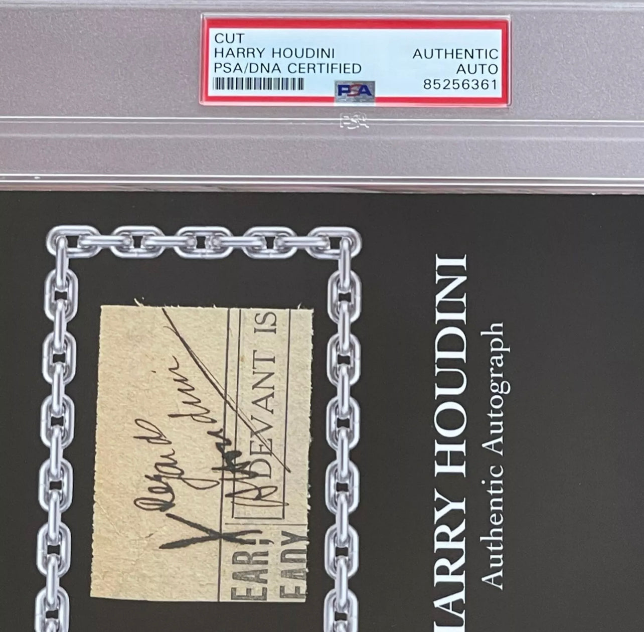 HARRY HOUDINI * PSA/DNA * Autograph Cut Signature Signed Display * Magician