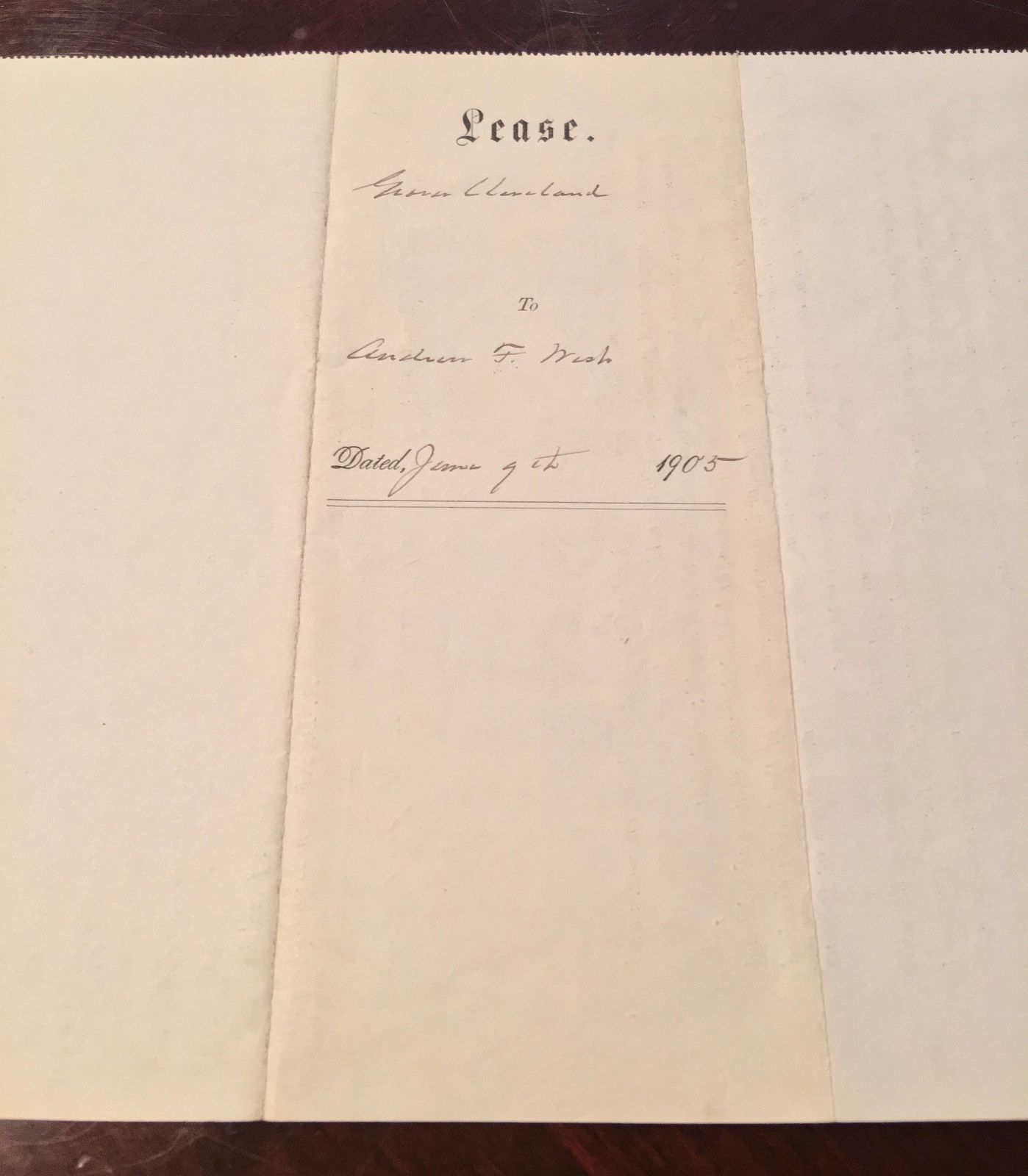 GROVER CLEVELAND * SIGNED 8x AUTOGRAPH Handwritten WESTLAND Lease * President