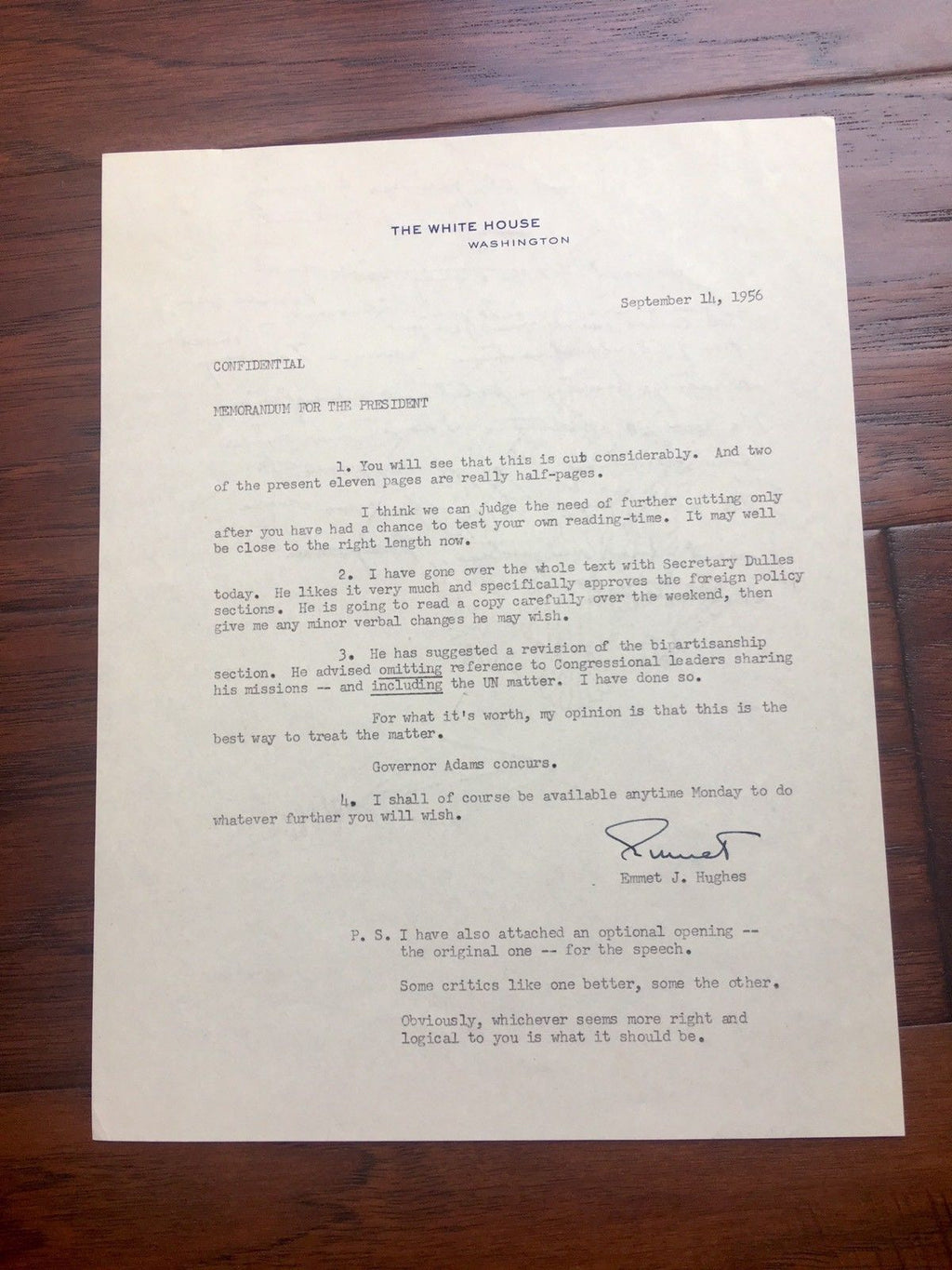 DWIGHT EISENHOWER * RE-ELECTION SPEECH * As Pres * Autograph Signed * JSA COA