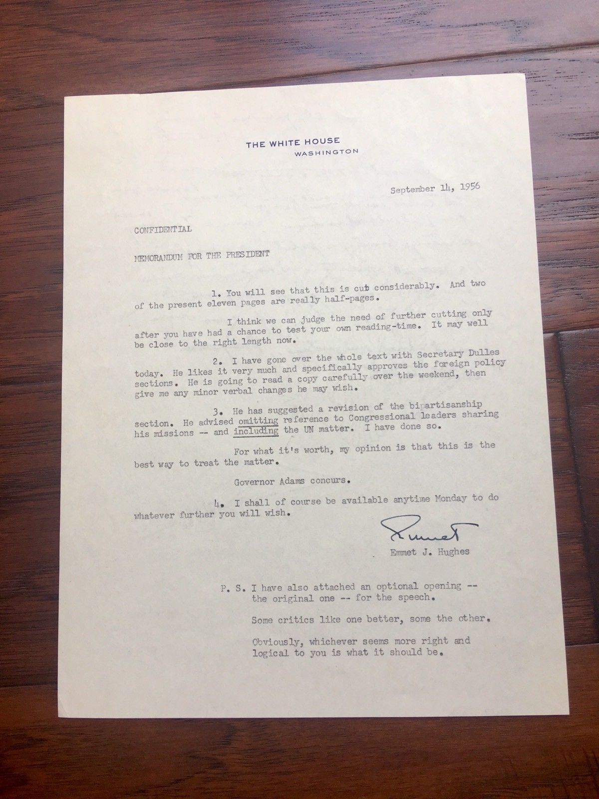 DWIGHT EISENHOWER * RE-ELECTION SPEECH * As Pres * Autograph Signed * JSA COA