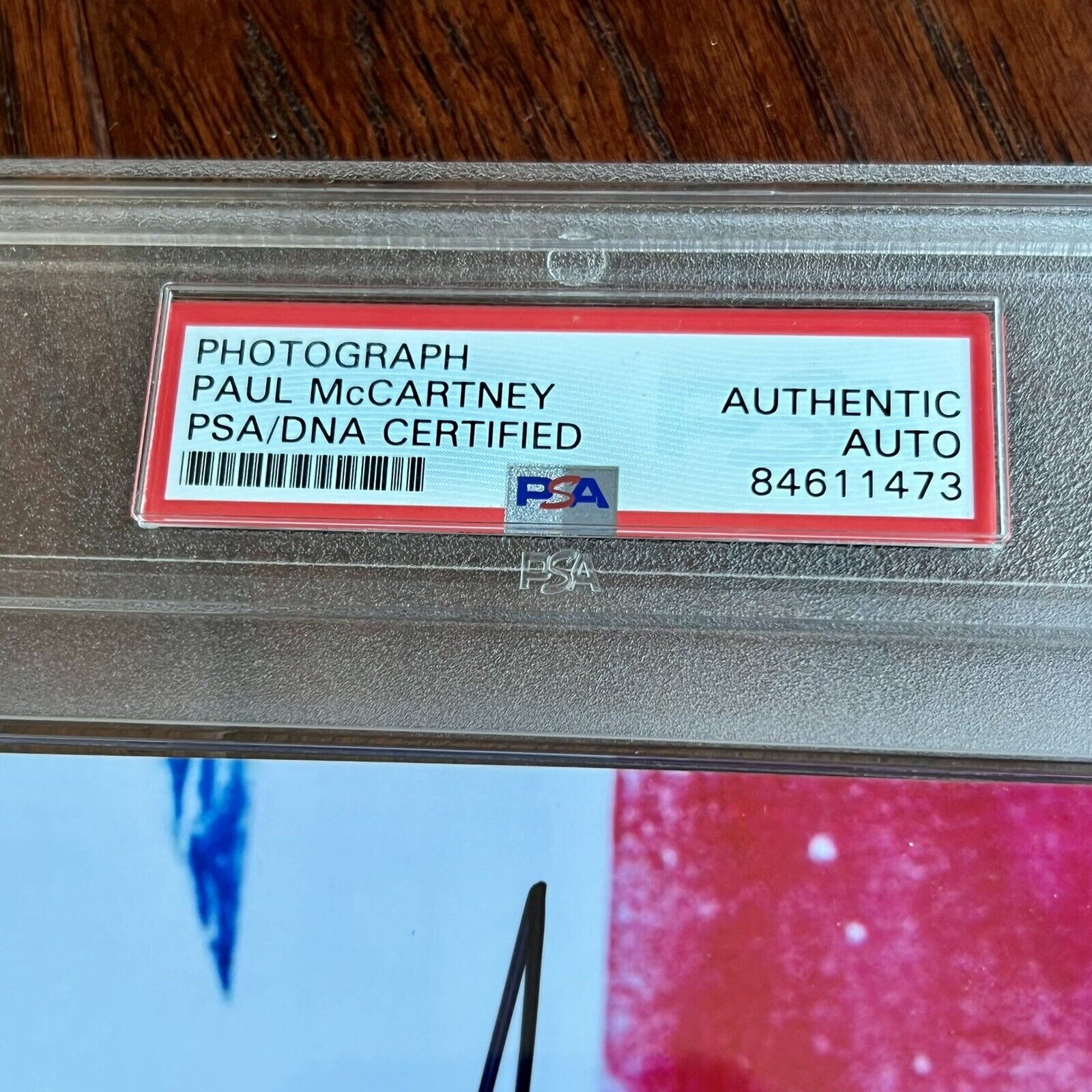 PAUL MCCARTNEY * PSA/DNA Slab * Signed Union Jack Tea Photo Autograph Beatles