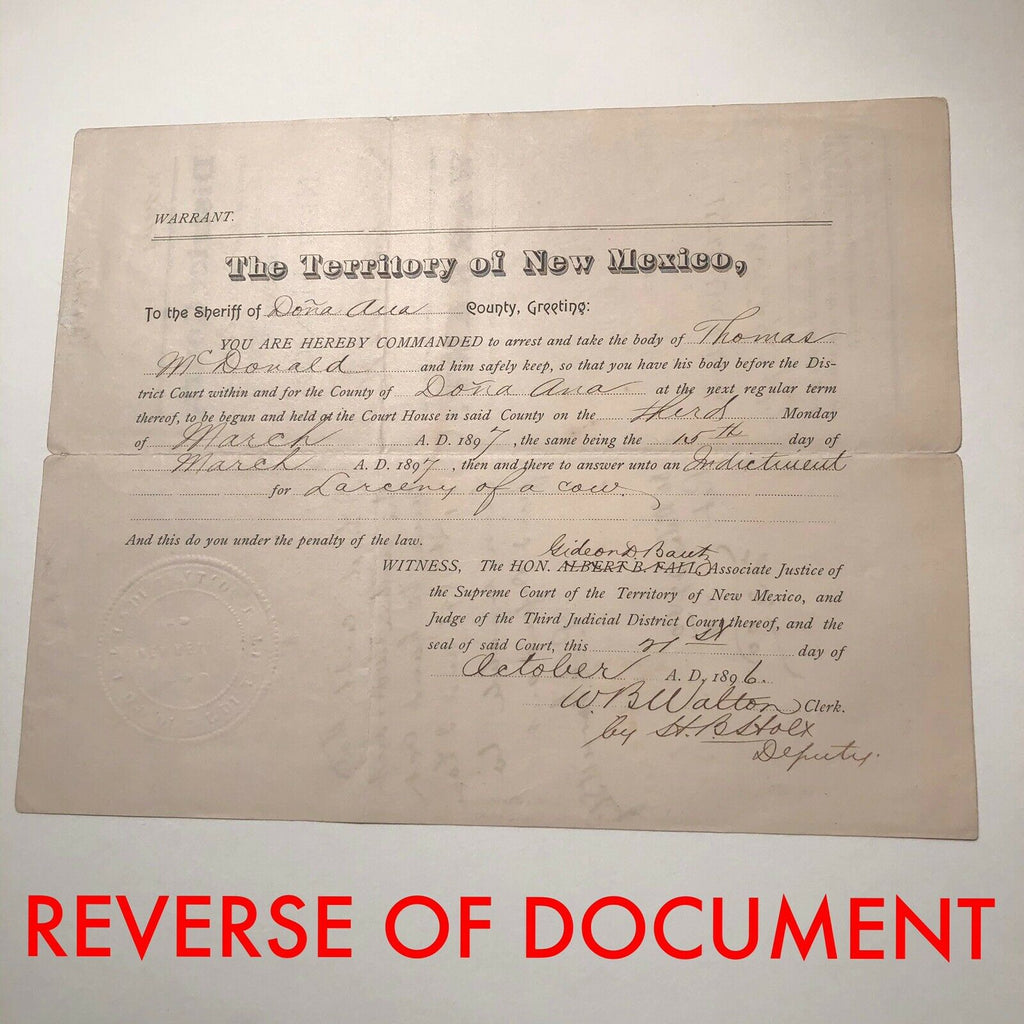 PAT GARRETT * PSA/DNA LOA * Autograph Warrant Signed * Billy the Kid Sheriff