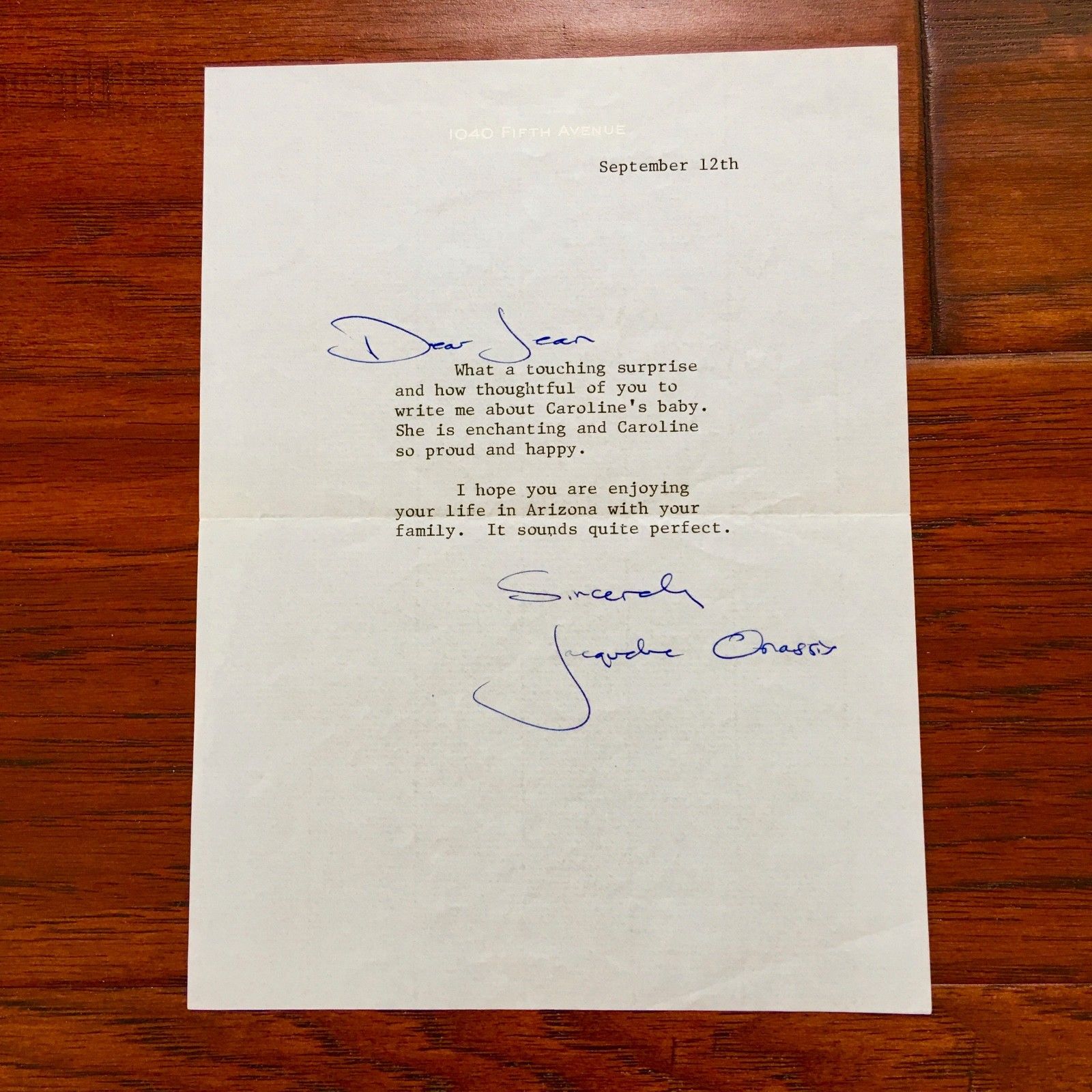 JACQUELINE KENNEDY * PSA/DNA * AUTOGRAPH Typed Letter SIGNED To Mom's Caretaker
