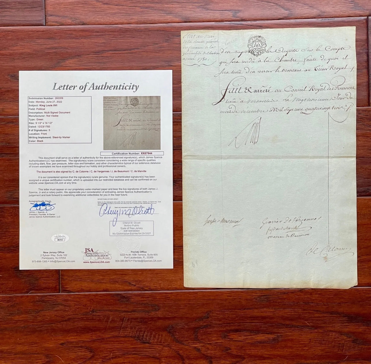 LOUIS XVI * JSA LOA * Beheaded King Signed Excessive Spending Document Autograph