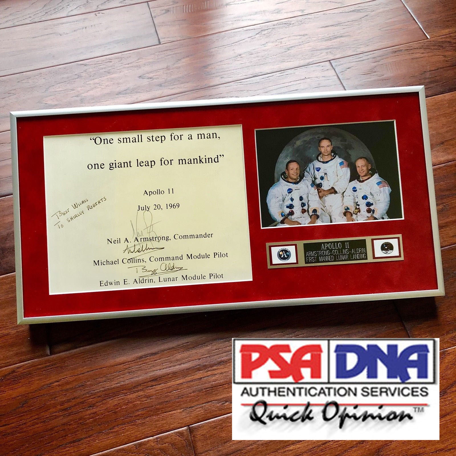 APOLLO 11 CREW SIGNED * PSA Zarelli * AUTOGRAPH "One Small Step" Neil Armstrong