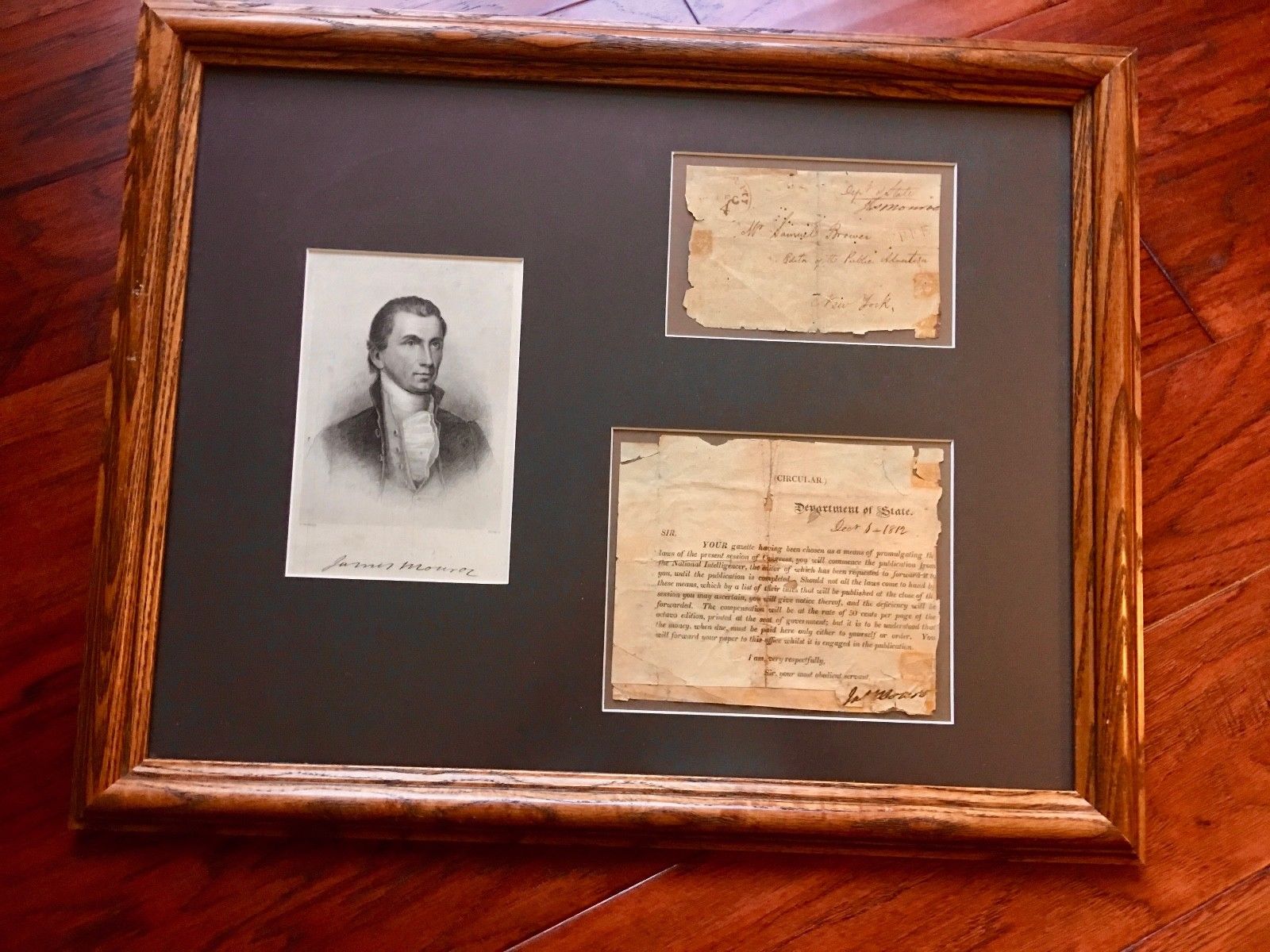 JAMES MONROE * Double (2x) AUTOGRAPH SIGNED as Secretary of State