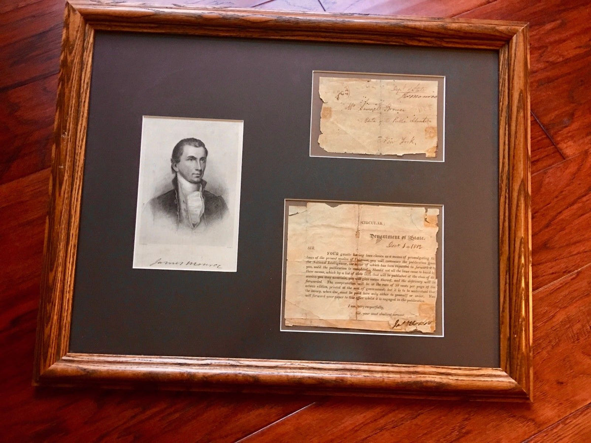 JAMES MONROE * Double (2x) AUTOGRAPH SIGNED as Secretary of State