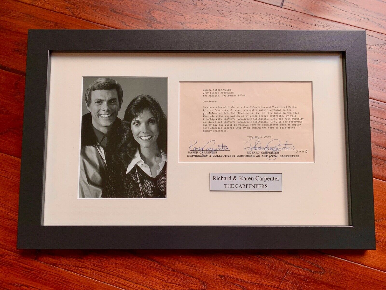 THE CARPENTERS * JSA * Karen & Richard AUTOGRAPH Duo Contract SIGNED