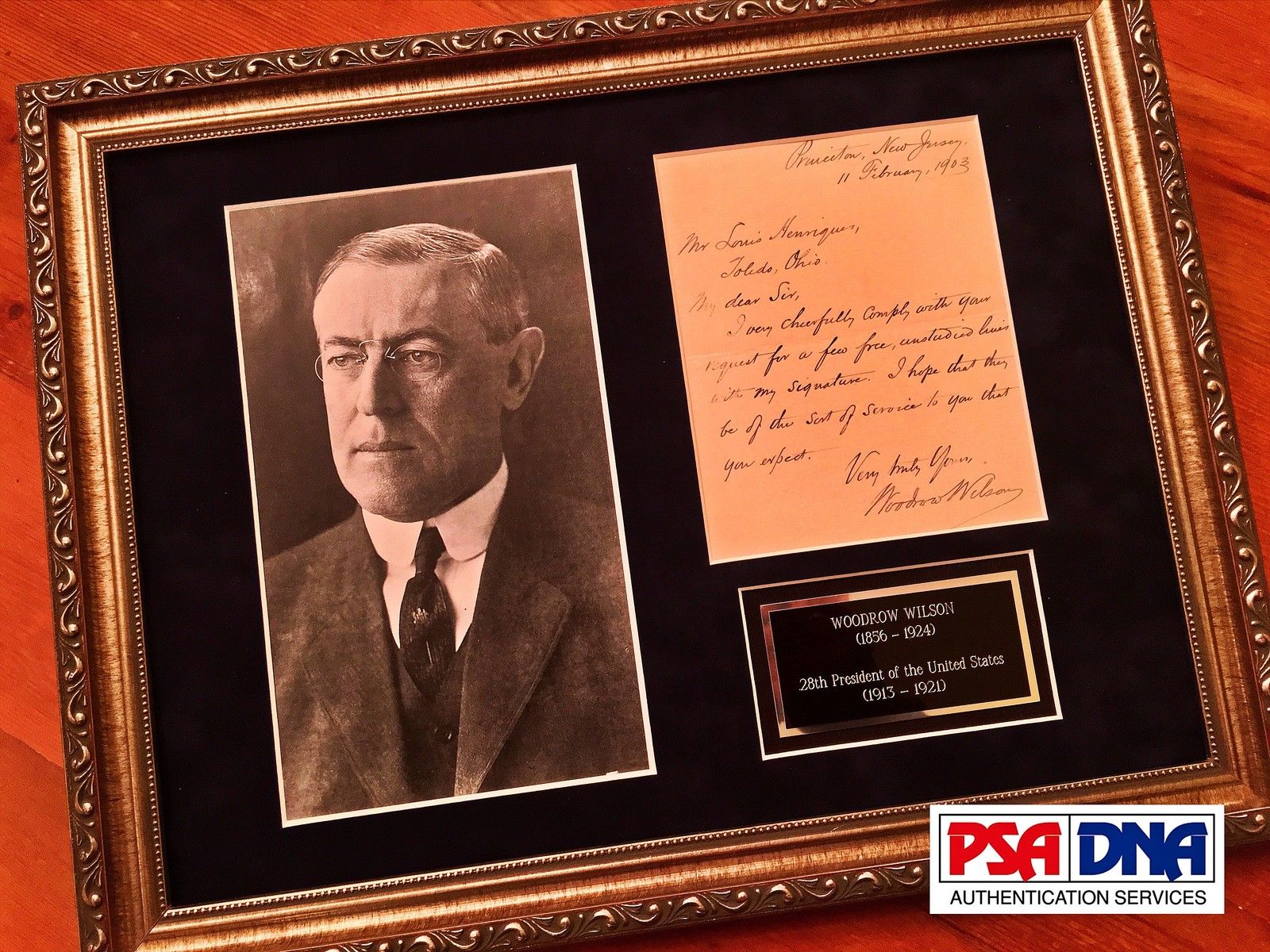 PSA/DNA COA President WOODROW WILSON Scarce Handwritten AUTOGRAPH letter SIGNED