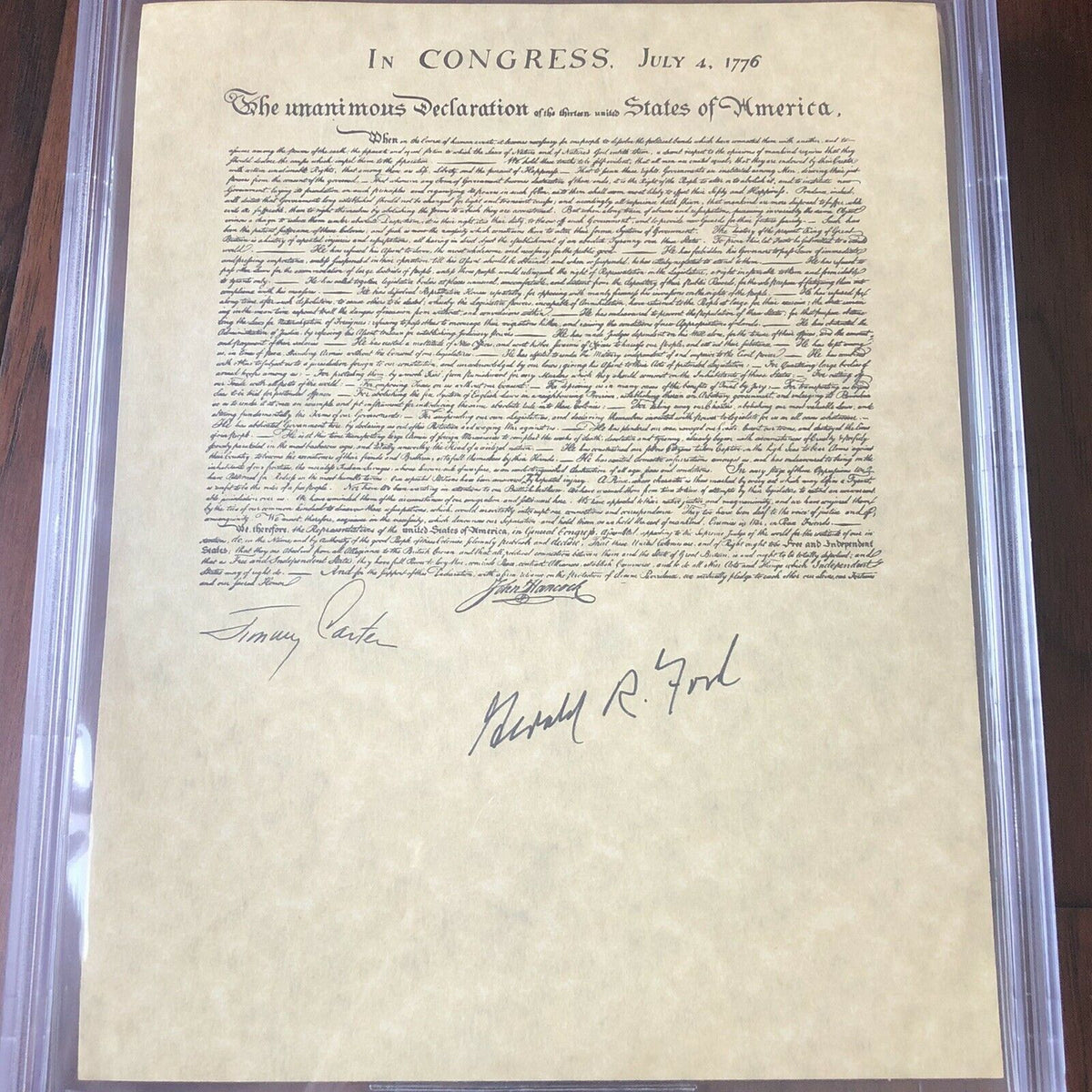GERALD FORD & JIMMY CARTER * BAS * Autograph Declaration of Independence Signed