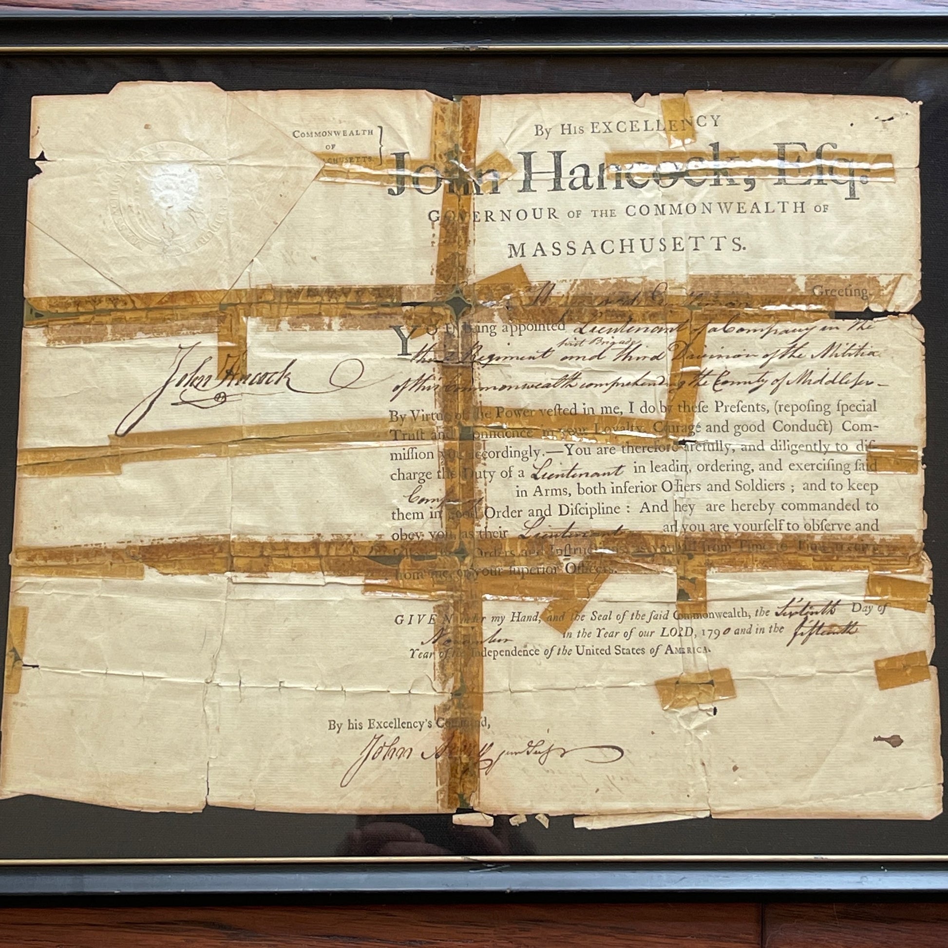 JOHN HANCOCK * PSA/DNA * Signed Militia Appointment Autograph Full Signature