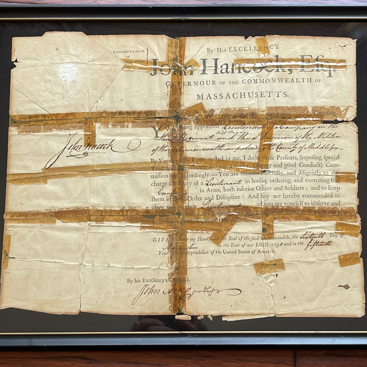 JOHN HANCOCK * PSA/DNA * Signed Militia Appointment Autograph Full Signature