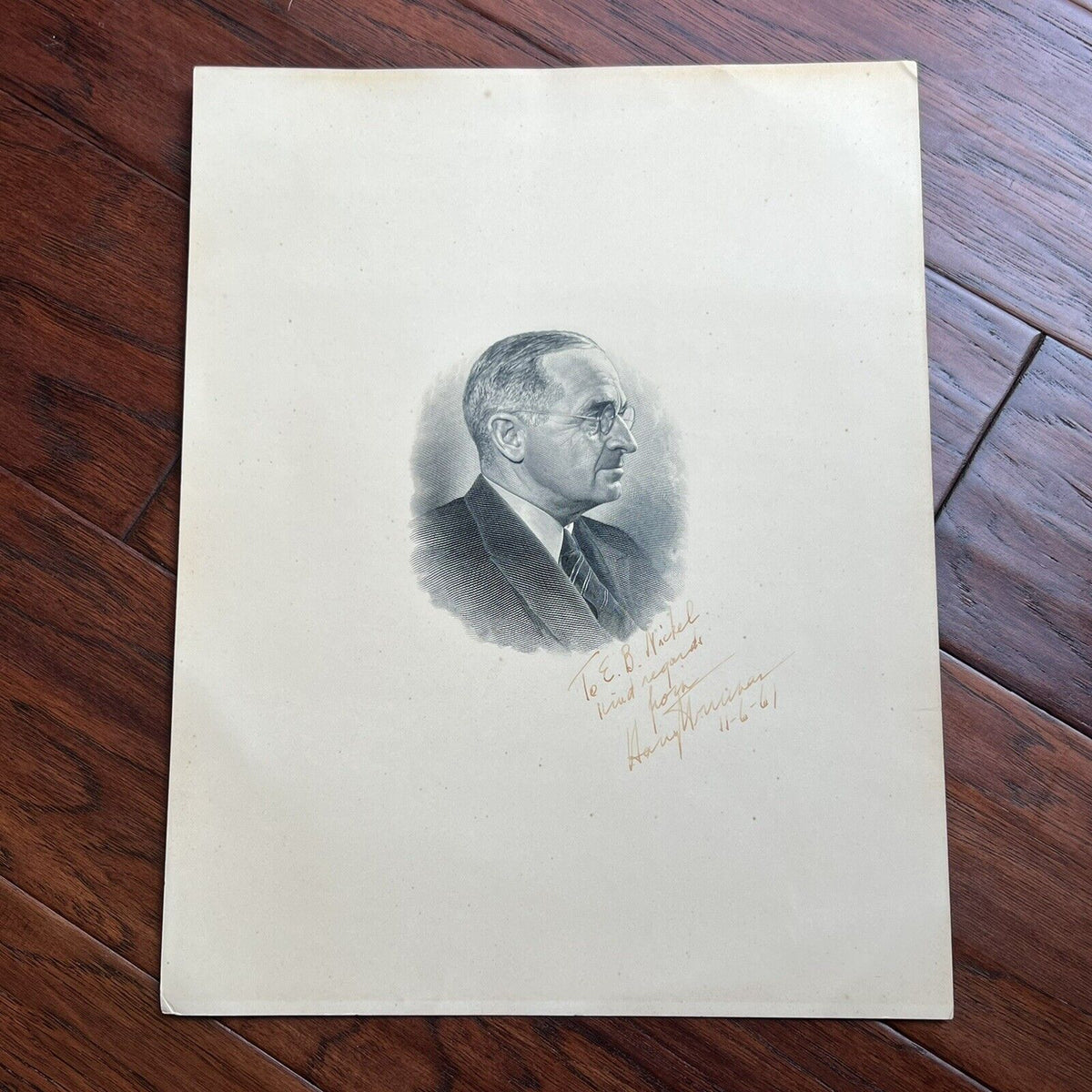 HARRY TRUMAN * JSA LOA * Signed 11x14 Engraving Autograph Official BEP Portrait