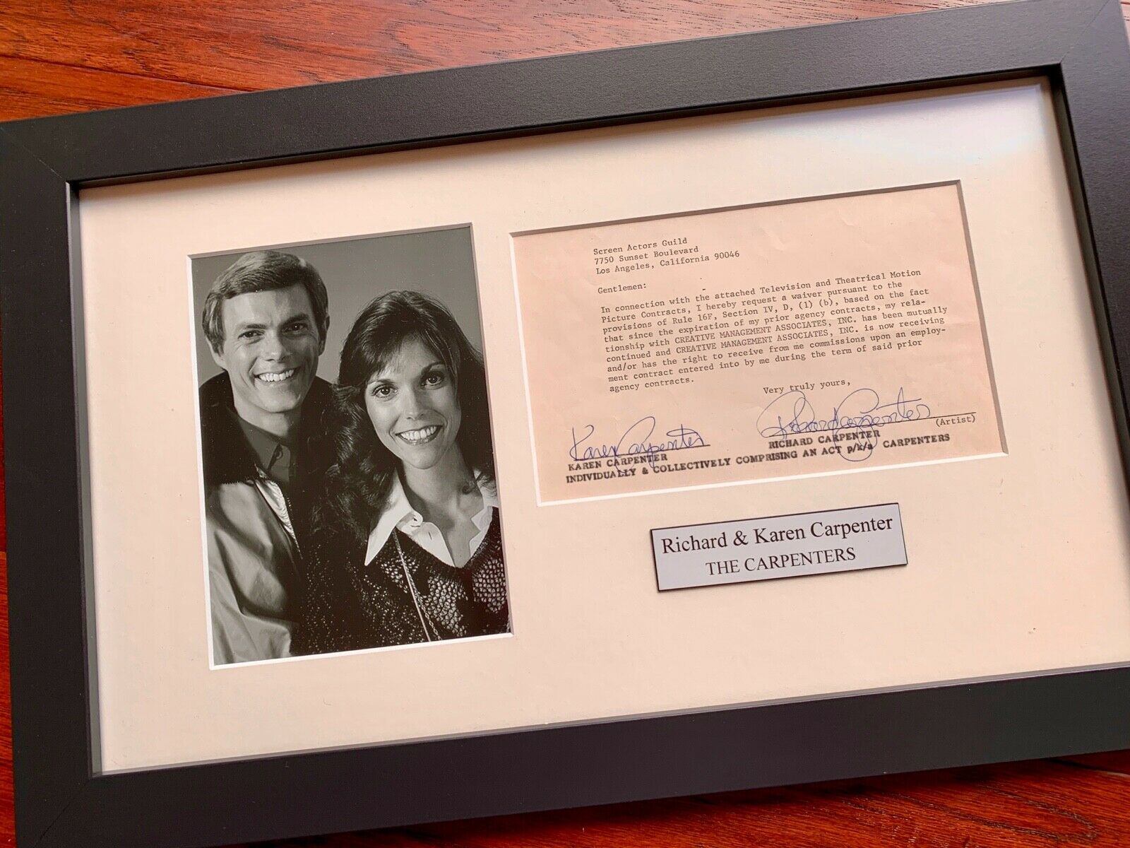 THE CARPENTERS * JSA * Karen & Richard AUTOGRAPH Duo Contract SIGNED