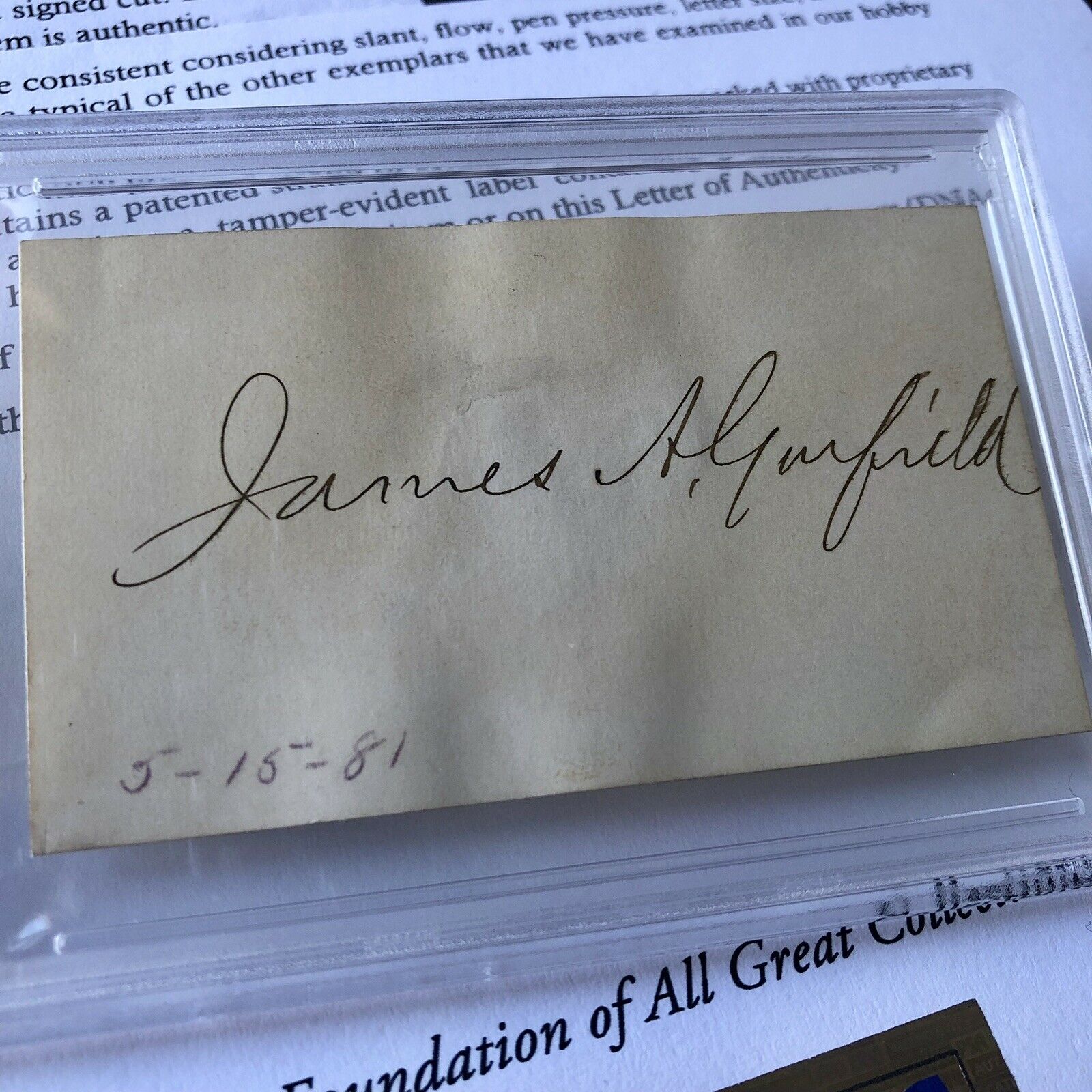 JAMES A. GARFIELD * Autograph Card AS PRESIDENT Hand Signed * PSA/DNA Slabbed