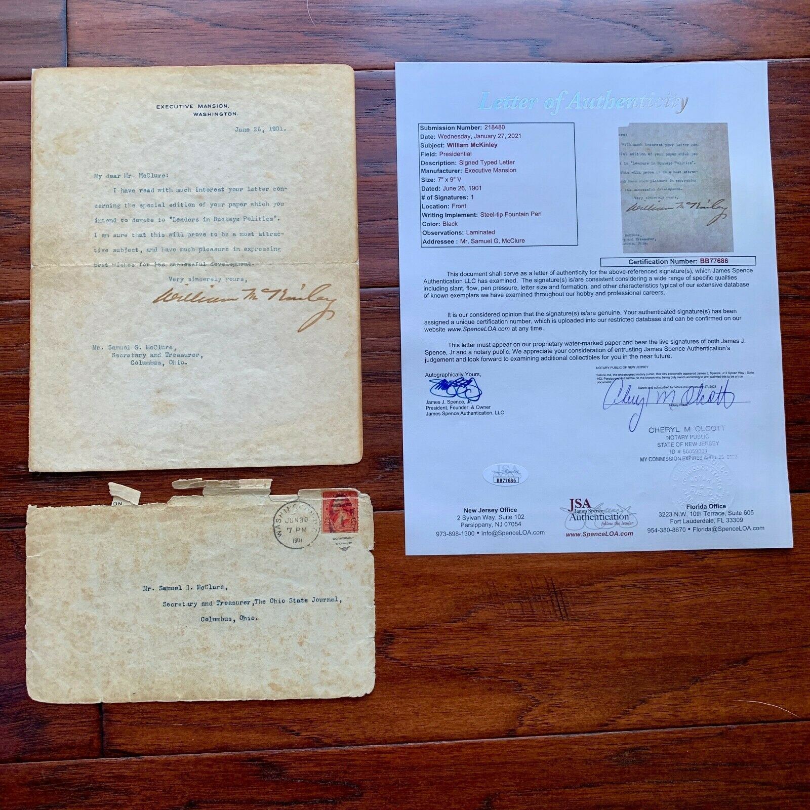 WILLIAM McKINLEY * JSA * AS PRESIDENT Executive Mansion AUTOGRAPH Letter SIGNED