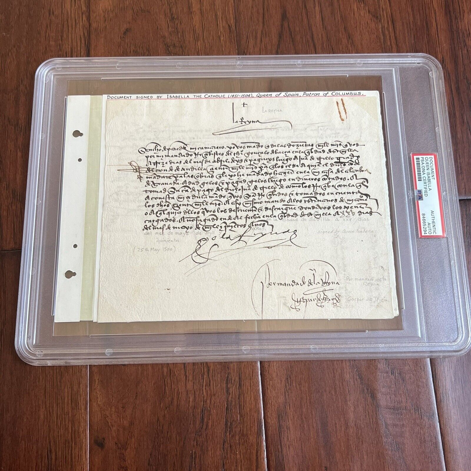 QUEEN ISABELLA I * PSA/DNA * Signed During Columbus 3rd Voyage Autograph