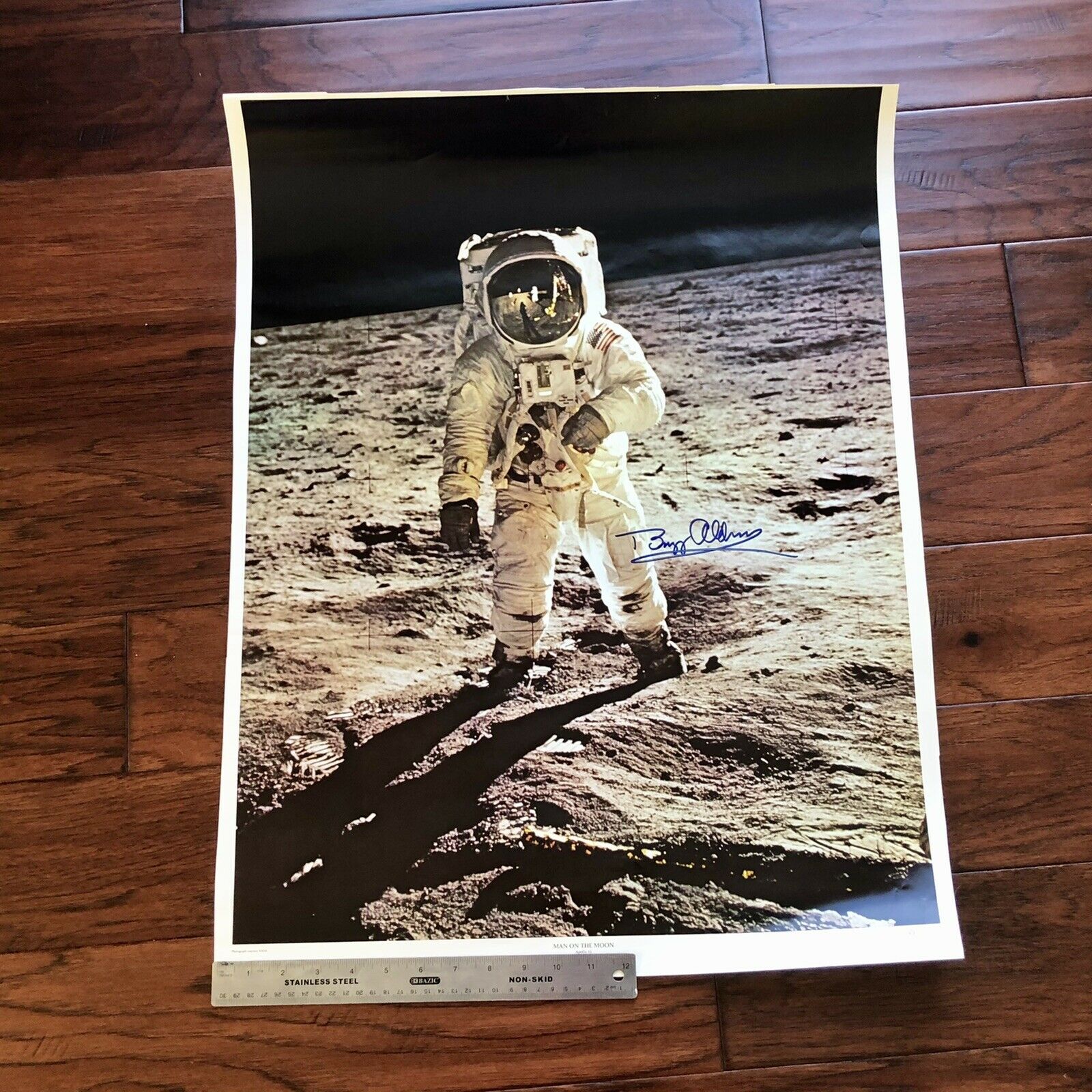 BUZZ ALDRIN * JSA LOA * 22x28 Autograph Photo Signed Apollo 11 Visor Shot Poster