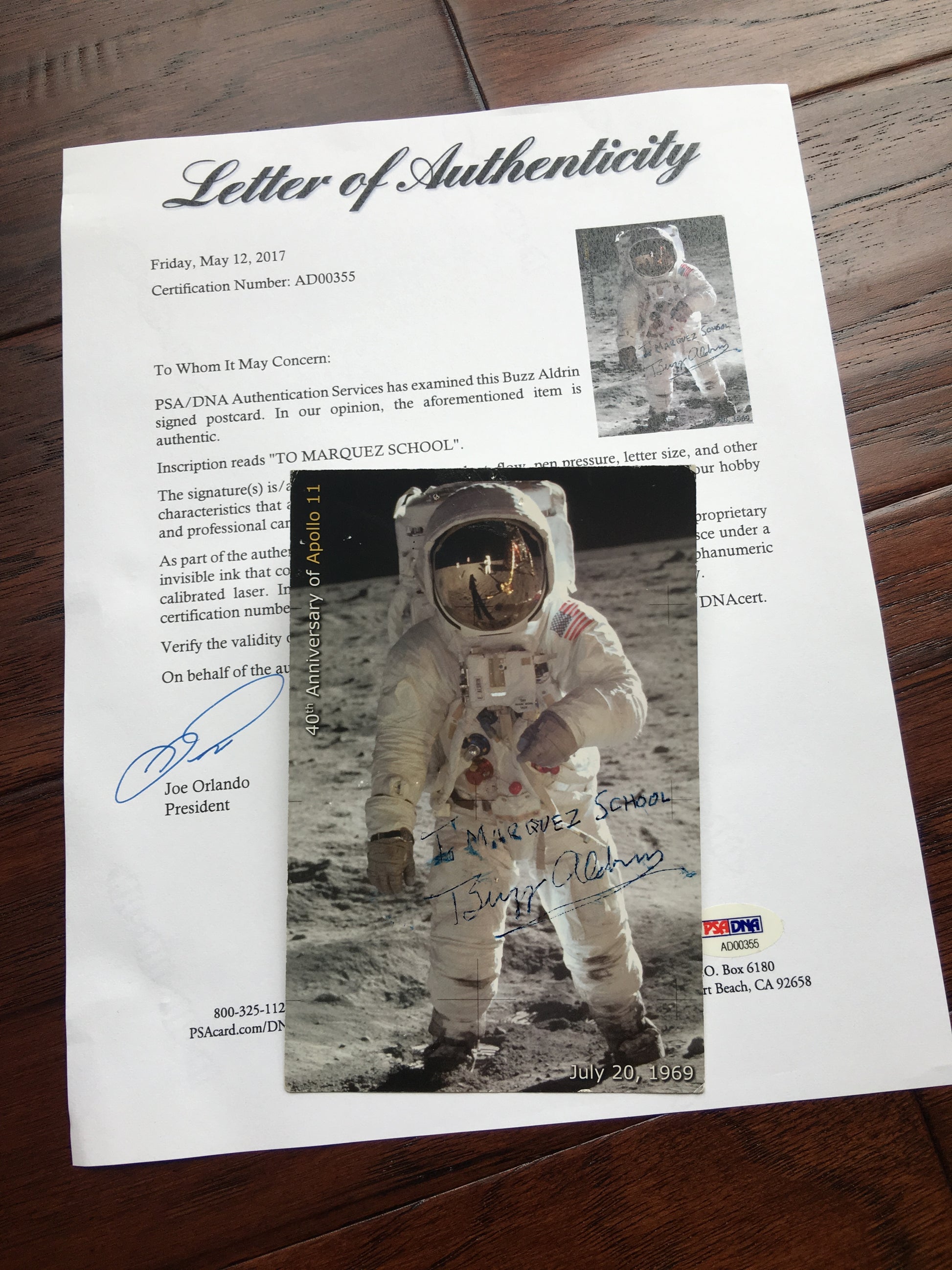 BUZZ ALDRIN * PSA/DNA * Signed LUNAR Postcard * NASA * Apollo 11 autograph