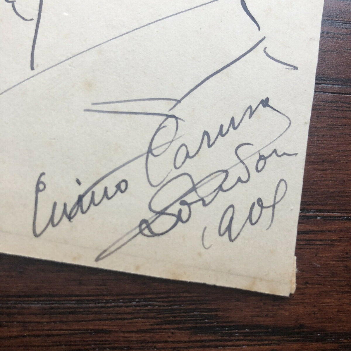 ENRICO CARUSO * Beckett BAS * Hand Signed Drawing Self Portrait Autograph *