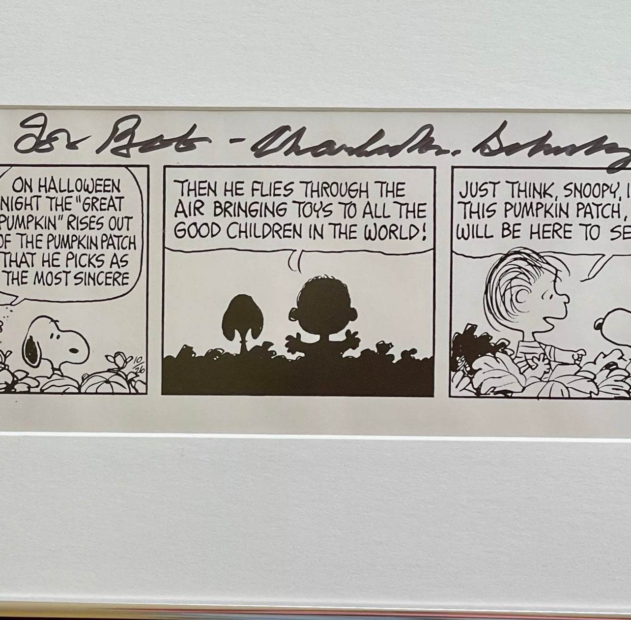 CHARLES M. SCHULZ * PSA * Autograph SNOOPY "Great Pumpkin" Strip Signed Peanuts